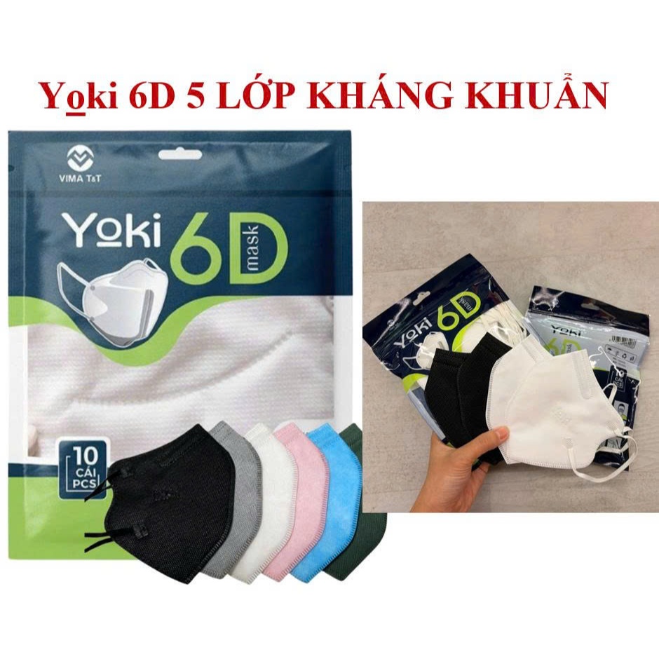 (50 Cái) Khẩu Trang Y Tế 6D 5 Lớp Kháng Khuẩn, Khẩu Trang Y Tế Yoki 6D Kháng Khuẩn