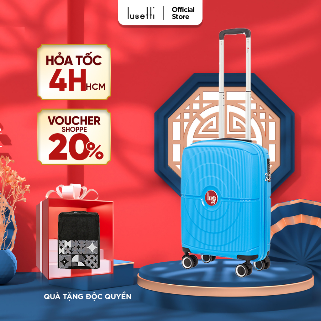 Vali Du Lịch Lug PP04 Size20 Nhựa PP Chống Bể, Hạn Chế Trầy Xước, Khóa Số Âm