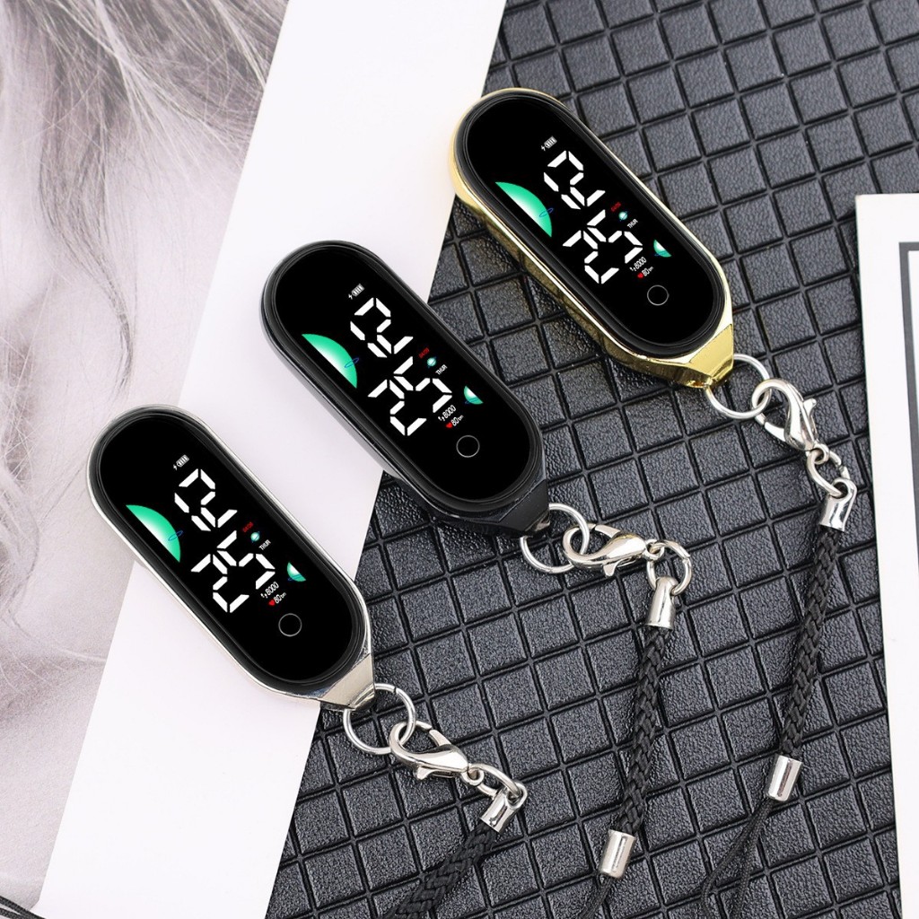 Đồng hồ điện tử LED cảm ứng mini Móc khóa Đeo tay Để bàn Chống nước nhẹ