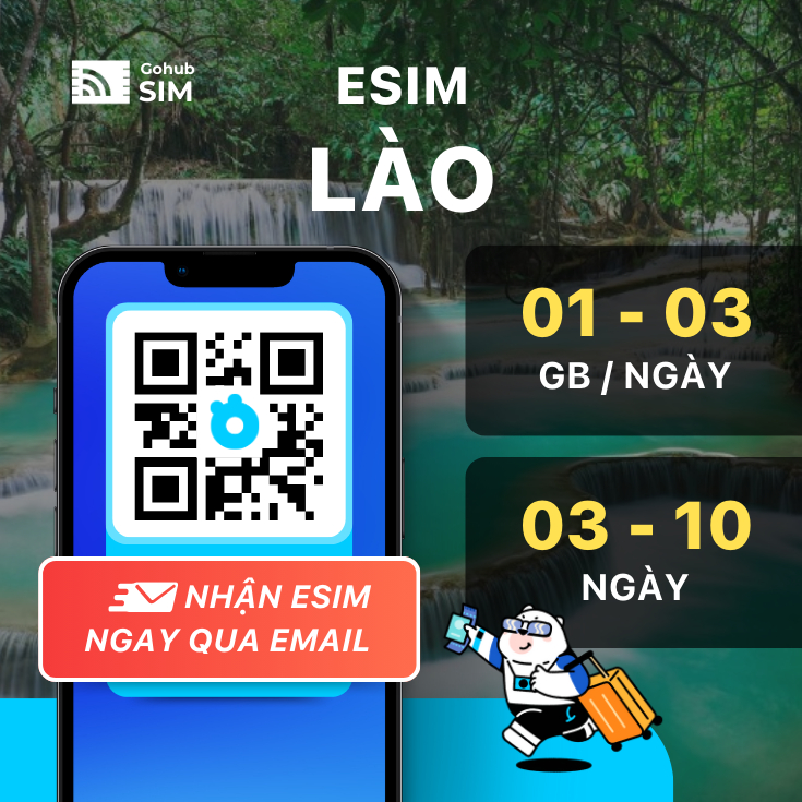 eSIM Lào 4G - Gói ngắn ngày (03 - 10 ngày) - Gohub gửi eSIM ngay qua email