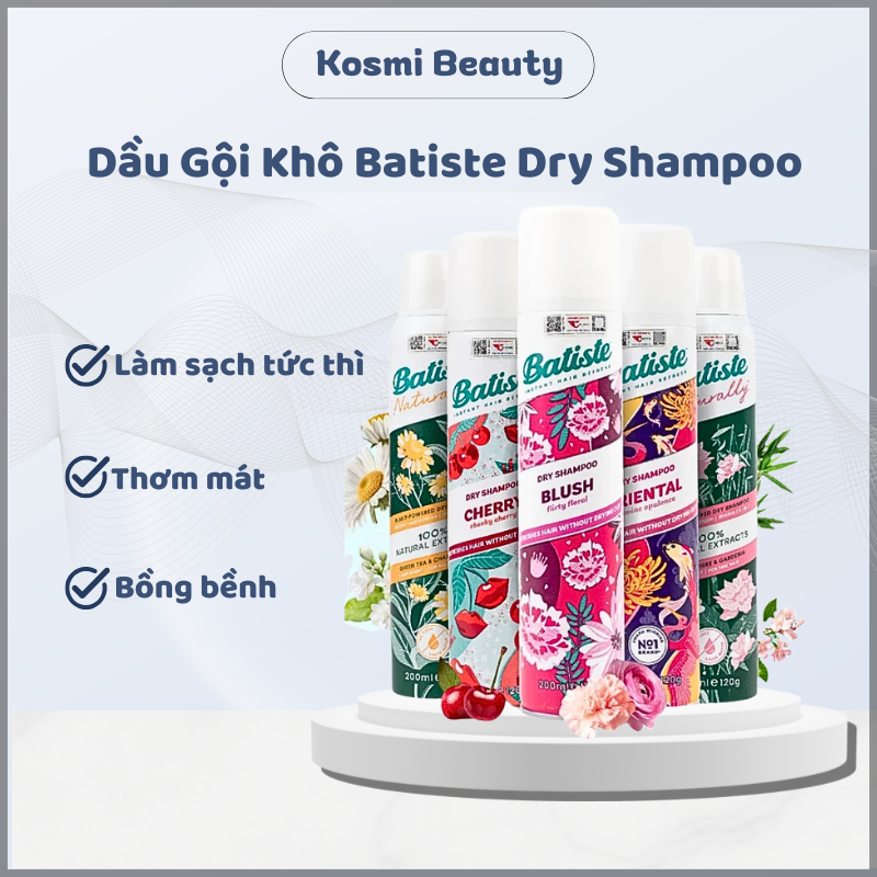 Dầu gội khô Batiste Dry Shampoo xịt gội khô tóc batiste -  Kosmi Beauty
