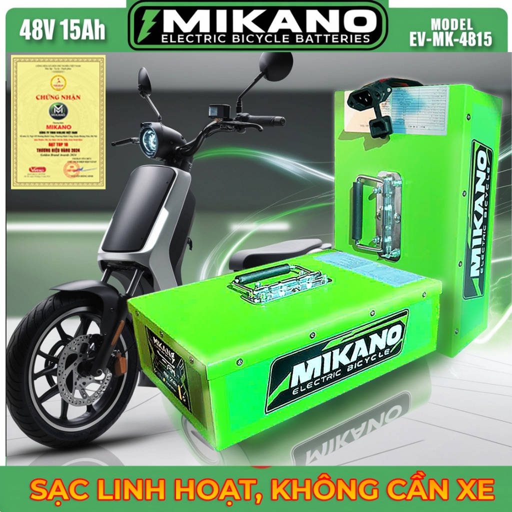 Hộp đựng Pin lithium 48V 15Ah MIKANO Chính Hãng gắn xe điện xe máy điện, Bảo Hành 24 Tháng