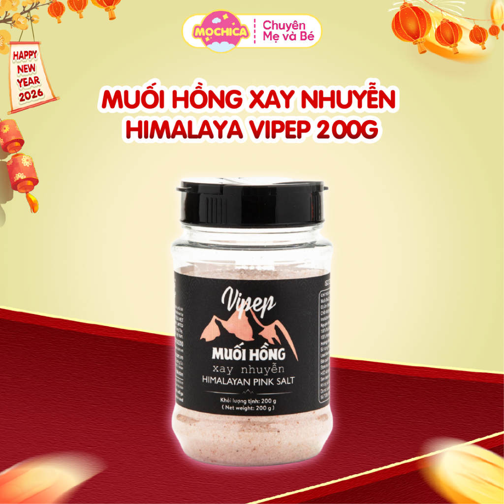 Muối Hồng Himalaya Xay Nhuyễn Vipep Hũ Nhựa 200g- Mochica