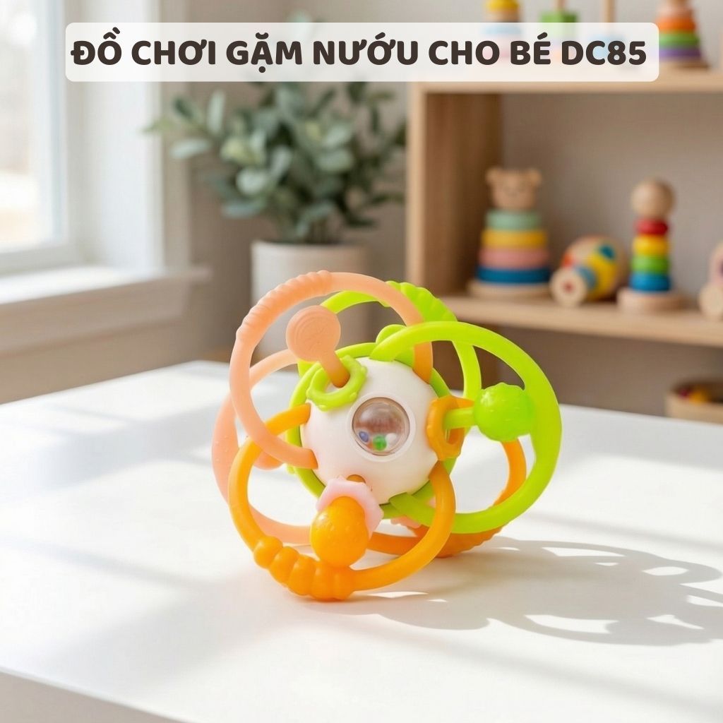 Bóng vòng gặm nướu, đồ chơi vận động tinh, làm dịu nướu răng cho bé bằng Silicon Hinata DC85