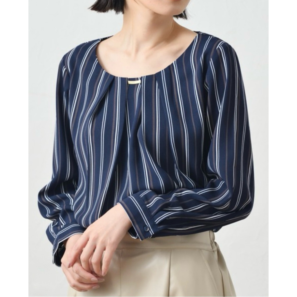 Áo sơ mi kẻ sọc nữ dài tay của Nhật- 2 Hand (Size L) -Japanese Women's Long Sleeve Striped Shirt - 2
