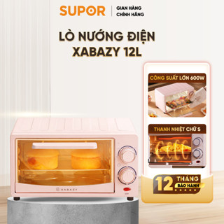 Lò nướng điện Xabazy Dung Tích 12L, Nồi Chiên Không Dầu, công suất 600W, Hẹn giờ nướng, nhiệt đối lưu