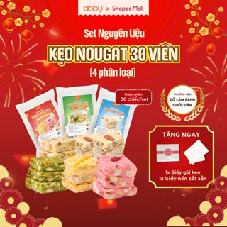   ABBY - TẶNG GIẤY GÓI  Set làm kẹo nougat mix vị hoa quả matcha - Nguyên liệu làm kẹo hạnh phúc- Thành phẩm 30 viên set 