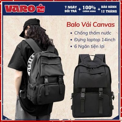 Balo Ulzzang Hàn Quốc Vải Canvas Cao Cấp – Thiết Kế Gọn Nhẹ – Đựng Laptop 14 Inch – Đi Học Đi Làm