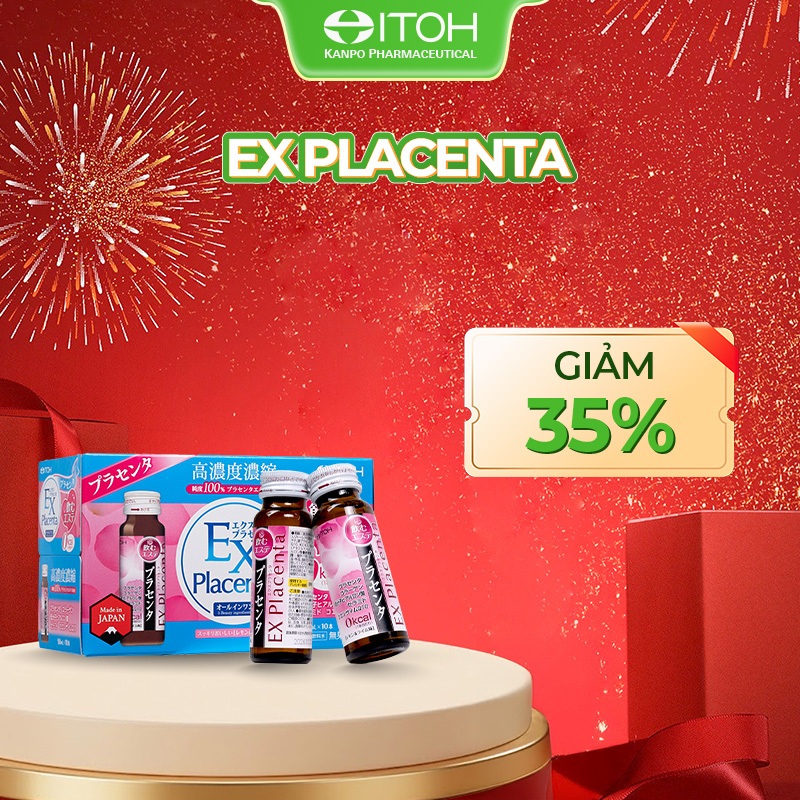 Nước uống Placenta ITOH EX Placenta hỗ trợ cân bằng nội tiết, chống lão hóa và làm mờ thâm sạm nám d