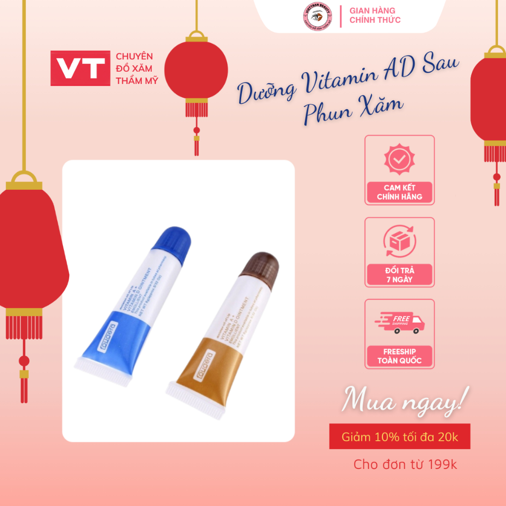 [Combo 50 Tuýp] Dưỡng Vitamin AD Sau Phun Xăm, Giúp Dưỡng  Môi & Mày Giảm Khô, Nhanh Lành Chuẩn Spa