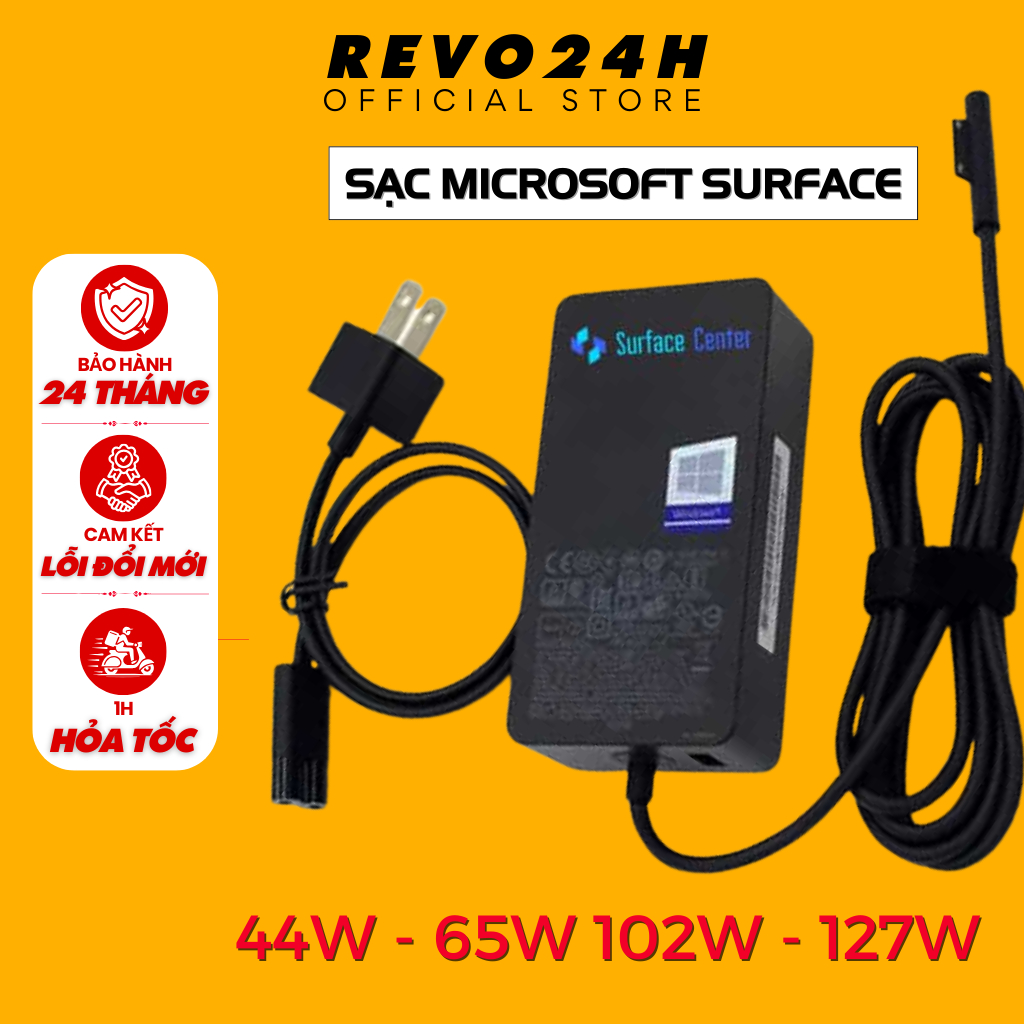 Sạc Dùng Cho Microsoft Surface 44W 65W 102W 127W Surface Laptop Surface Book Surface Pro Surface Go 