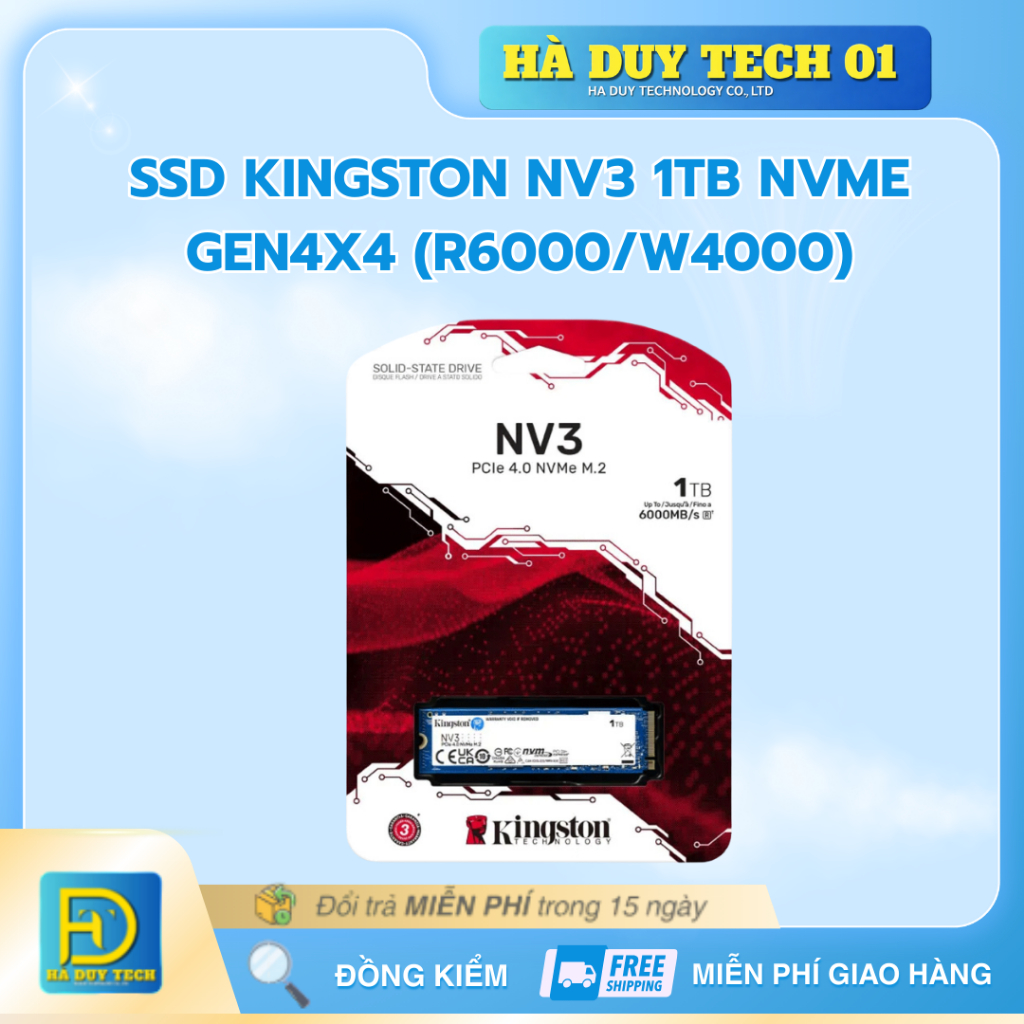 SSD KINGSTON NV3 1TB NVME GEN4x4 (R6000/W4000) - Cam Kết Chính Hãng - BH 36T - Hà Duy Tech