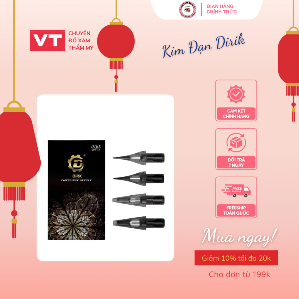 [Vỉ 10/20 kim] Kim Đạn Dirik Chính Hãng Máy Pen – Kim Xăm Môi Mày Siêu Bén, Sắc Nét