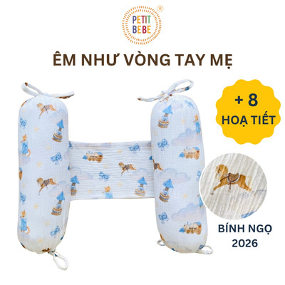 Gối chặn cho bé sơ sinh PETIT BEBE muslin thoáng khí giúp trẻ ngủ ngon chống giật mình