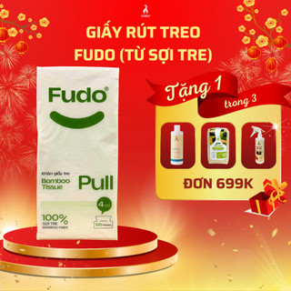  Thùng Khăn Giấy Rút Fudo Treo Tường 100% Sợi Tre Bamboo Không Tẩy Trắng Tạo Mùi 4 Lớp Dày 1 Thùng 4 Túi x 320 Tờ Túi 