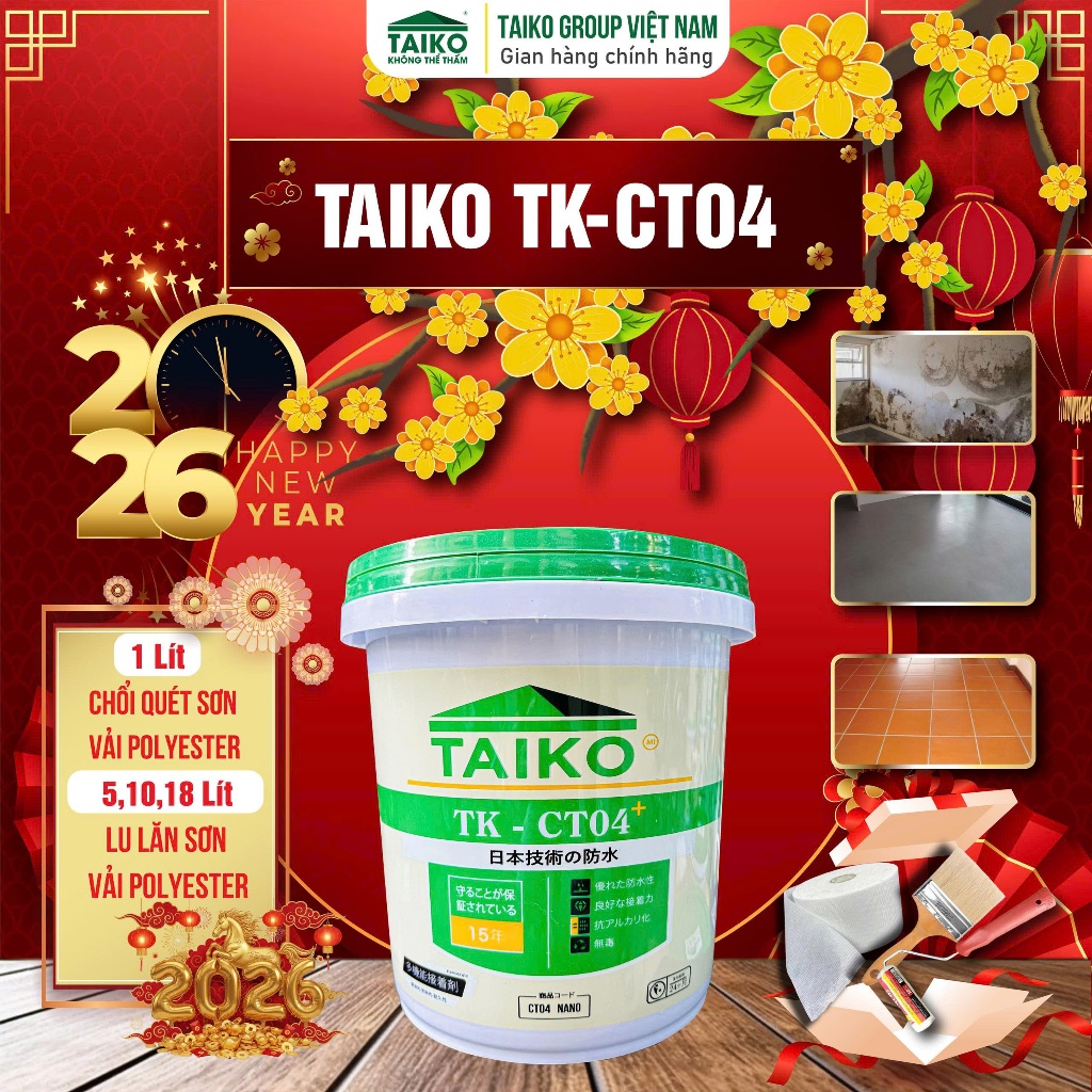 [10 Lít] Sơn Chống Thấm Đa Năng TAIKO CT4 Chống Thấm Ngược, Tường, Kháng Muối, Kiềm Môi Trường Ẩm