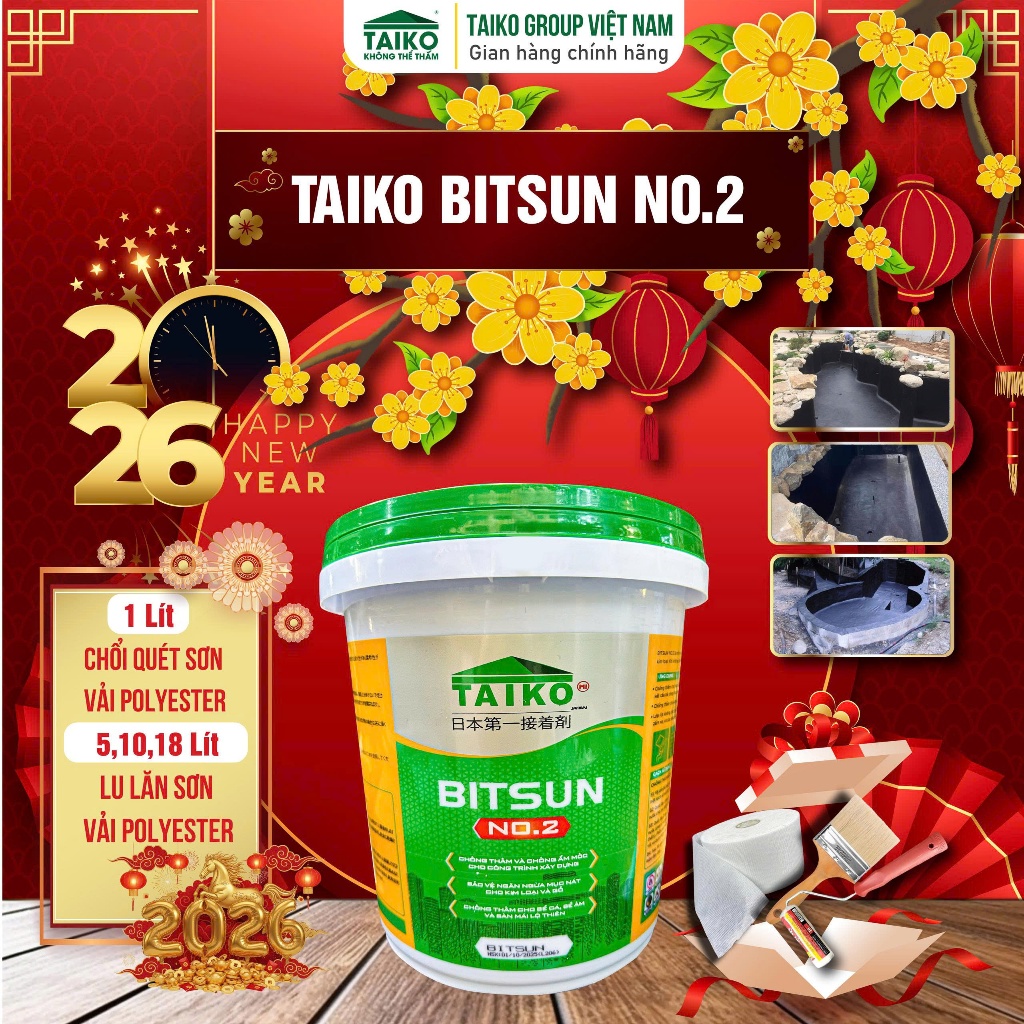 Sơn Chống Thấm Hồ Cá, Bể Cá Koi Gốc Bitum TAIKO BITSUN NO2 - Sơn Chống Thấm Bể Cá Koi, Mái Nhà, Móng