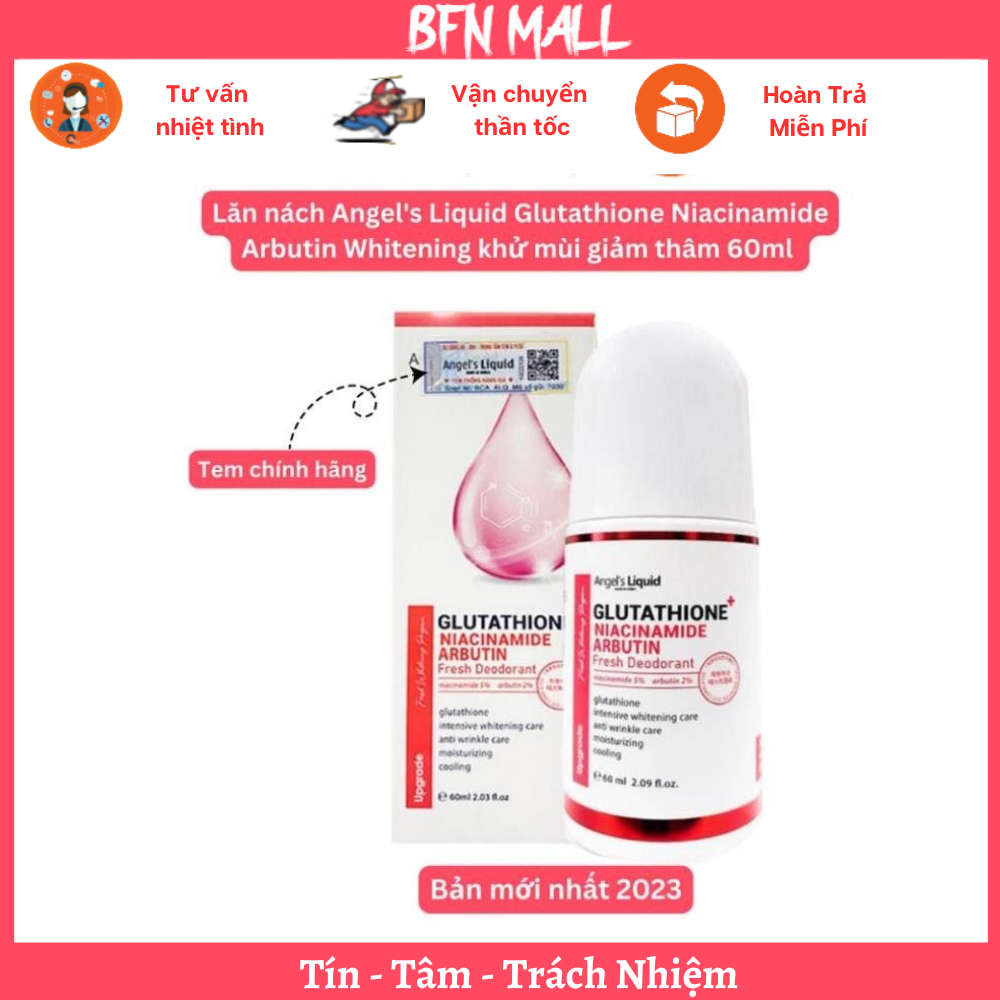 Lăn nách Angel's Liquid Glutathione Niacinamide Arbutin Whitening khử mùi giảm thâm 60ml [ Chính Hãn