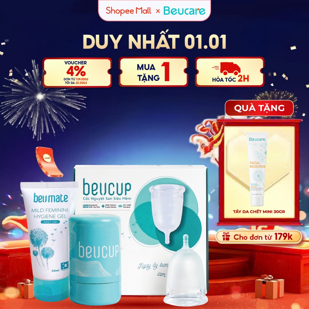  Cốc Nguyệt San BeUcup Silicol Y Tế Wacker Đức Siêu Mềm Đạt Chuẩn FDA Hoa Kỳ 