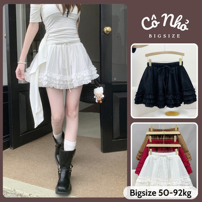Chân Váy Bigsize Nữ Viền Bèo Tầng Dáng Xòe Vải Xốp Đôi Có Quần Bảo Hộ Co Giãn Dễ Thương CV425