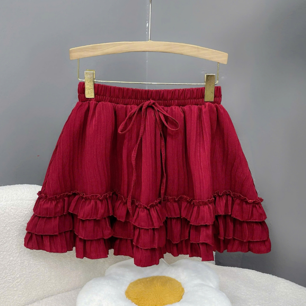Chân Váy Bigsize Nữ Viền Bèo Tầng Dáng Xòe Vải Xốp Đôi Có Quần Bảo Hộ Co Giãn Dễ Thương CV425 | BigBuy360 - bigbuy360.vn