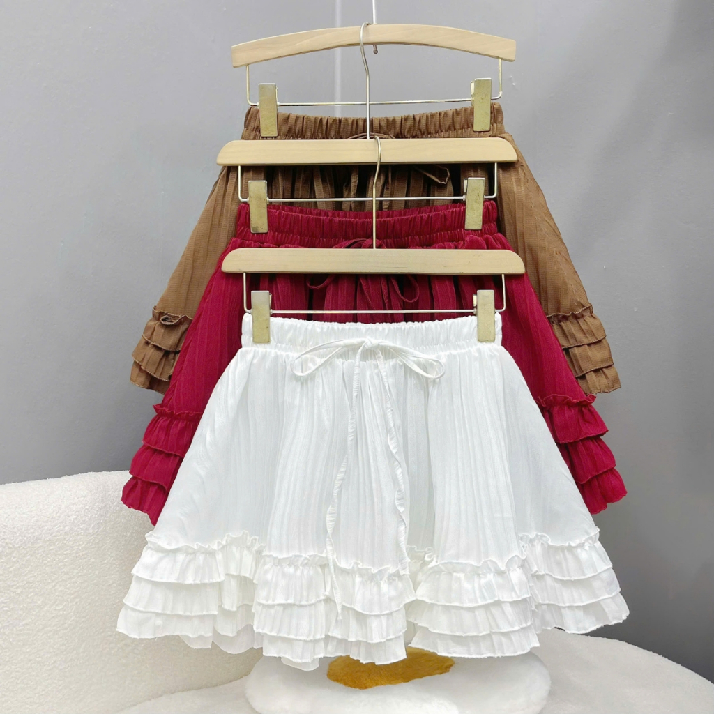 Chân Váy Bigsize Nữ Viền Bèo Tầng Dáng Xòe Vải Xốp Đôi Có Quần Bảo Hộ Co Giãn Dễ Thương CV425 | BigBuy360 - bigbuy360.vn