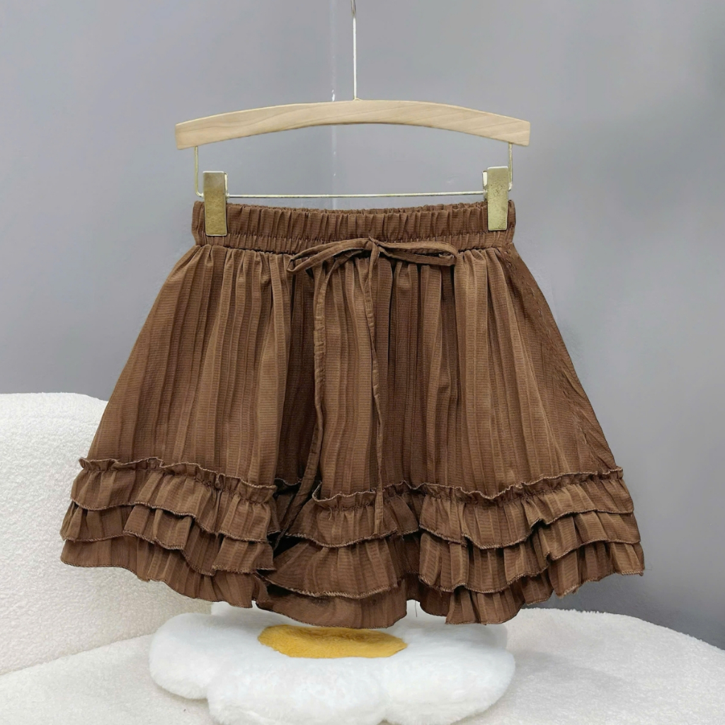 Chân Váy Bigsize Nữ Viền Bèo Tầng Dáng Xòe Vải Xốp Đôi Có Quần Bảo Hộ Co Giãn Dễ Thương CV425