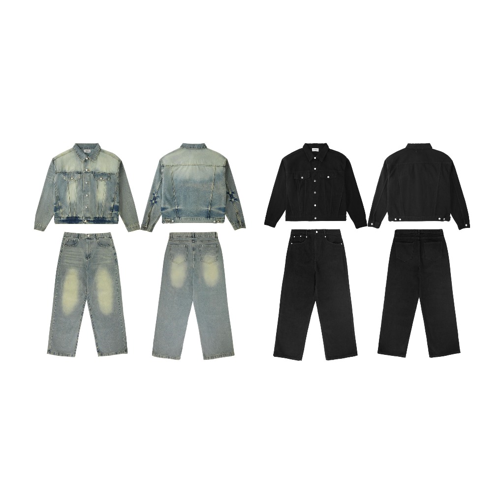 FDM JACKET JEANS + BAGGY JEAN (SET ÁO JEAN + QUẦN JEAN FDM GARMENT)