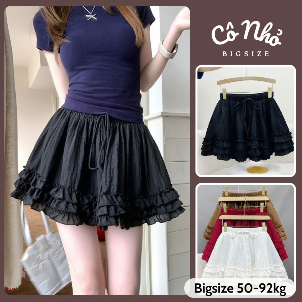 Chân Váy Bigsize Nữ Viền Bèo Tầng Dáng Xòe Vải Xốp Đôi Có Quần Bảo Hộ Co Giãn Dễ Thương CV425 | BigBuy360 - bigbuy360.vn