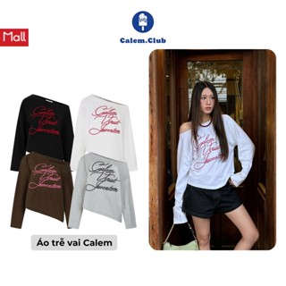  Áo trễ vai nữ Slant Cut Tee Calem.Club vải thun cotton form rộng áo lệch vai tay dài năng động 
