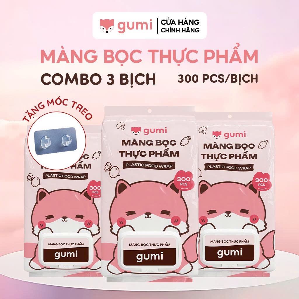 Túi màng bọc thực phẩm chất liệu PE treo tường dạng rút Gumi, tiện lợi, có chun co dãn siêu dai