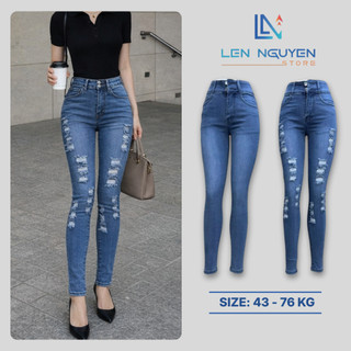  D09_Quần jean nữ dài lưng cao quần bò nữ dáng ôm big size cho 42kg đến 75kg,LEN NGUYEN STORE 