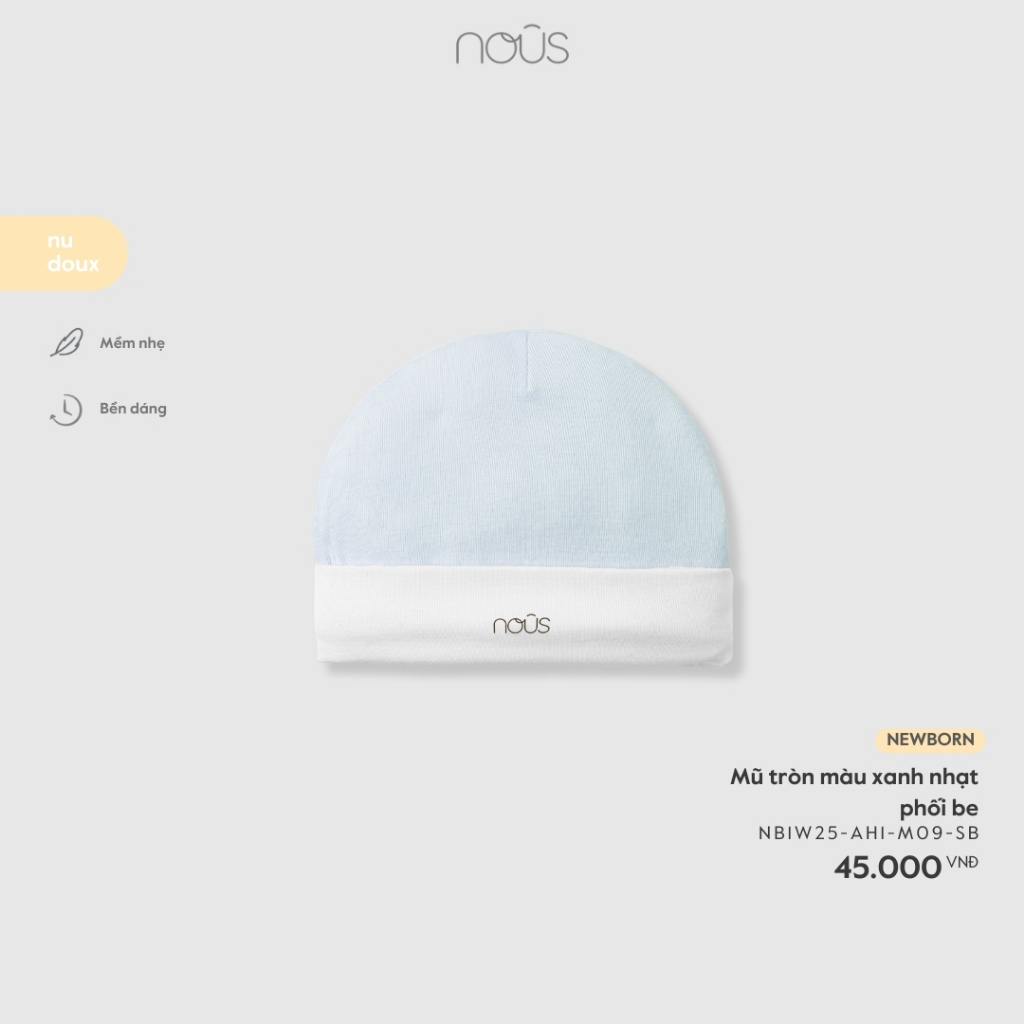 Phụ Kiện Nous Newborn Mũ, bao tay bao chân cho bé sơ sinh chất liệu petit basic trơn mềm mịn dưới 5.5kg BST T3