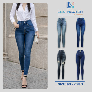  D28_Quần jean nữ dài lưng cao quần bò nữ dáng ôm big size cho 42kg đến 75kg,LEN NGUYEN STORE 