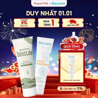  Combo Mặt nạ đất sét BEUCLAY trà xanh sáng da + Tẩy tế bào chết BEUSCRUB size mini 30g 