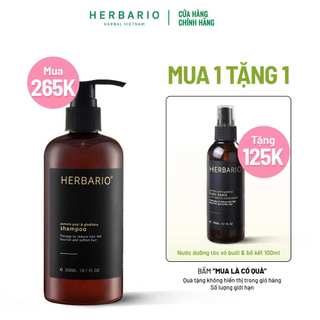  Dầu gội vỏ bưởi và bồ kết Herbario 300ml thuần chay TẶNG nước xịt dưỡng tóc vỏ bưởi và bồ kết 100ml 