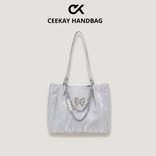 Sẵn Hàng 💋𝘾𝙀𝙀𝙆𝘼𝙔 𝙃𝘼𝙉𝘿𝘽𝘼𝙂💋 Chính Hãng Đeo Vai-Túi Tote Ceekay Da Vân Nhung Mềm Phối Hoạ Tiết Cánh Bướm Logo Kim Loại