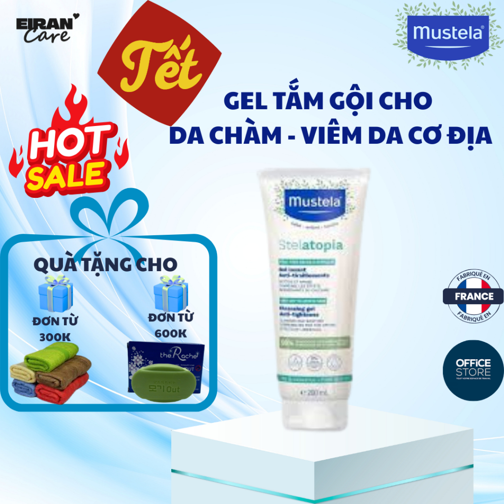 Mustela - Gel Tắm Gội Da Chàm Thể Tạng  -Stelatopia Cleansing Gel  Mustela - 200ml - Pháp
