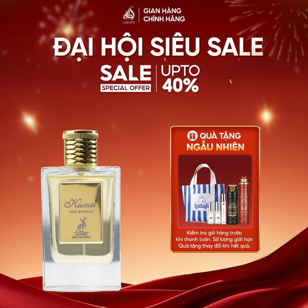Nước hoa nữ Lattafa Kismet for Women EDP hương thơm nữ tính hiện đại chai 100ml