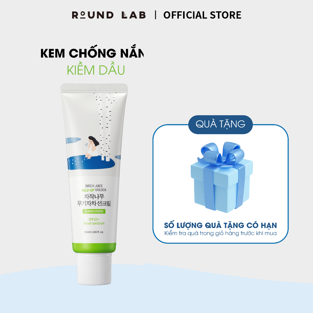  Kem chống nắng Round Lab Birch Juice 50ml Sunscreen bảo vệ da 