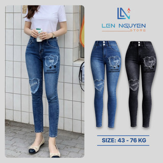  D38_Quần jean nữ dài lưng cao quần bò nữ dáng ôm big size cho 42kg đến 75kg,LEN NGUYEN STORE 
