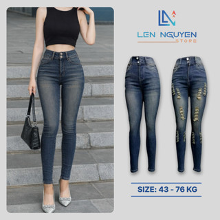  D15_Quần jean nữ dài lưng cao quần bò nữ dáng ôm big size cho 42kg đến 75kg,LEN NGUYEN STORE 