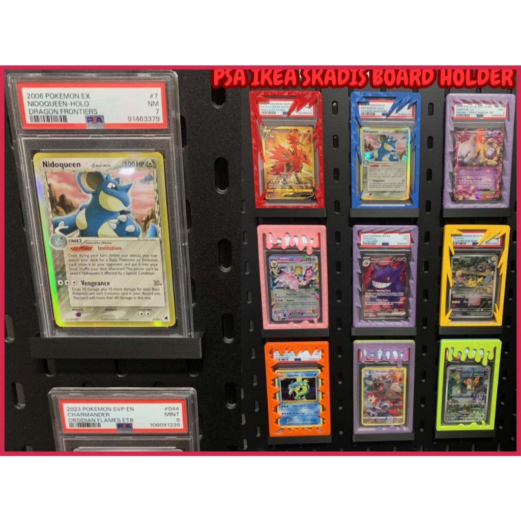 Giá để thẻ bài Pokemon Card PSA BGS CGC trên bảng ikea Skadis - Tiệm Đồ Chơi Manse