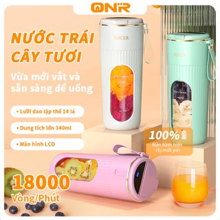 Máy Xay Cầm Tay Đa Năng 340ml, 14 Lưỡi Dao Thép, Màn Hình LED | Xay Đá, Ép Trái Cây, Quà Sinh Nhật