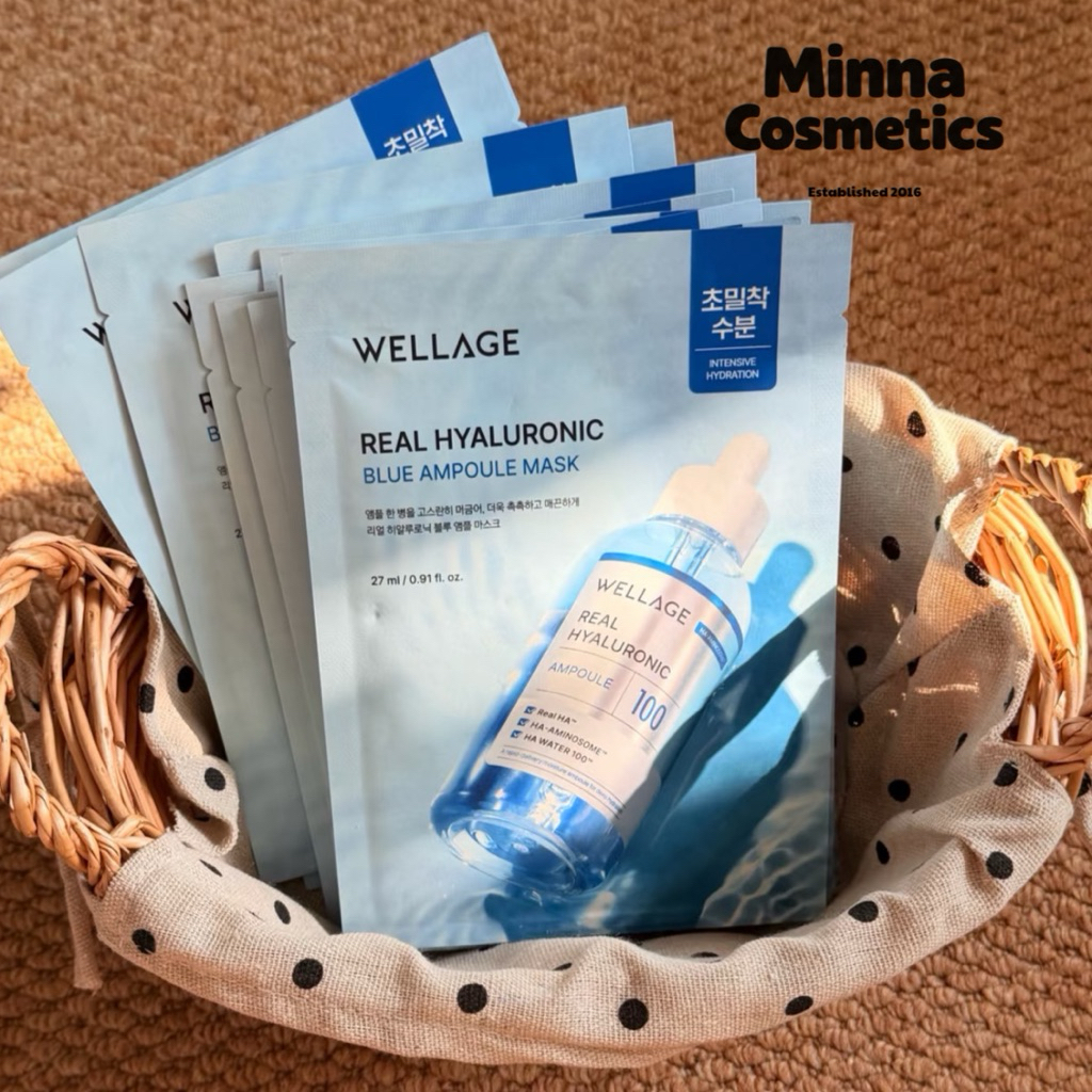 [Wellage] Mặt nạ cấp ẩm Wellage Real Hyaluronic Blue Ampoule Mask 27ml