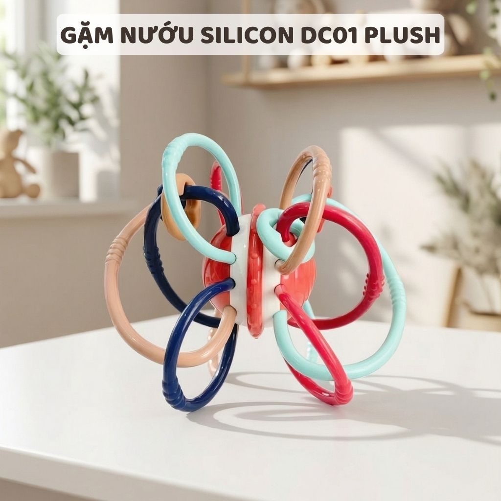Bóng vòng gặm nướu Silicon đa sắc màu có trục xoay, làm dịu răng nướu bé - Hinata DC01P