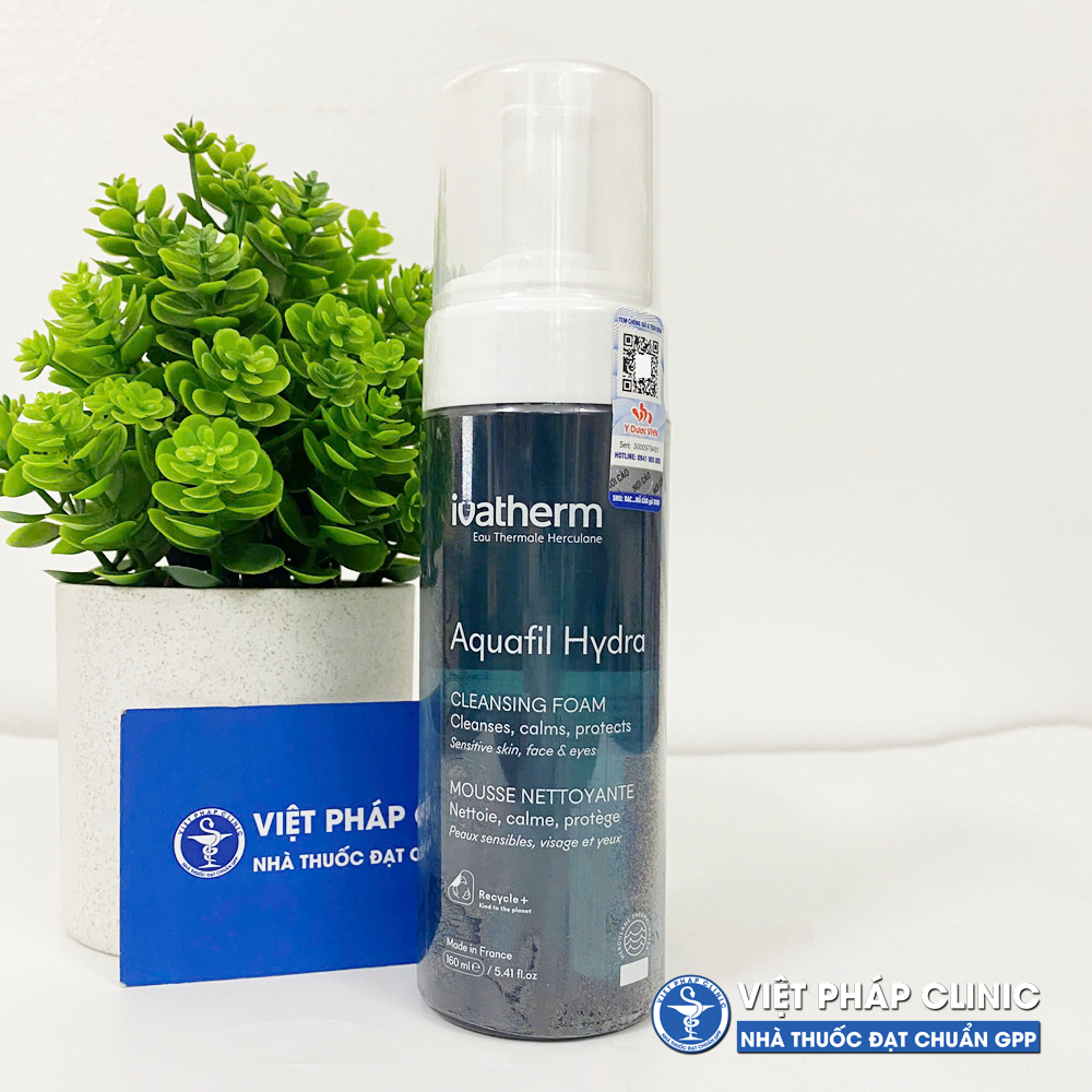 Bọt rửa mặt làm sạch sâu và bảo vệ da Ivatherm  Aquafil Hydra Mousse Nettoyante