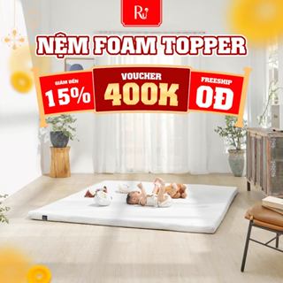  Nệm Foam Topper Ru9 Cao Cấp | 2 Lớp Foam Giúp Nâng Đỡ và Êm Ái | Dễ Dàng Di Chuyển | 7 Kích Thước 