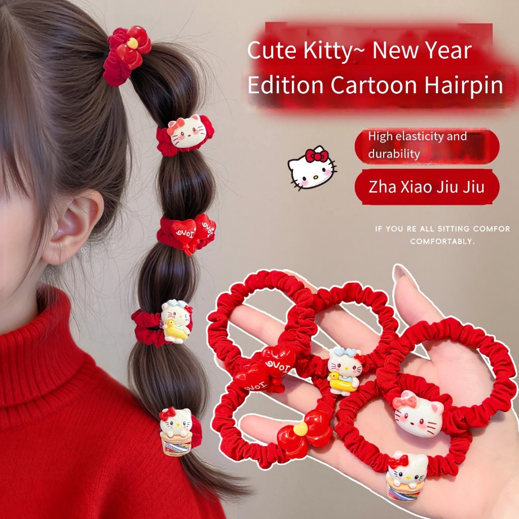 Vỉ 5 Chun Tóc Charm Đỏ