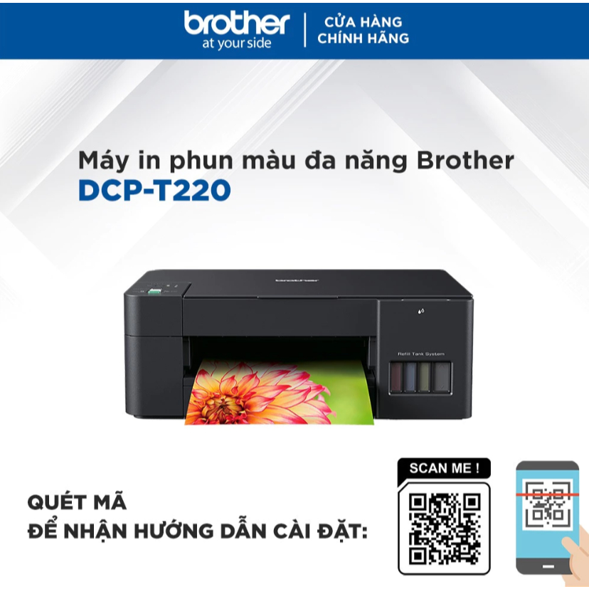 Máy in phun màu đa năng Brother DCP-T220 (đã bao gồm mực) - bảo hành 12 tháng chĩnh hãng - Hỗ trợ cà